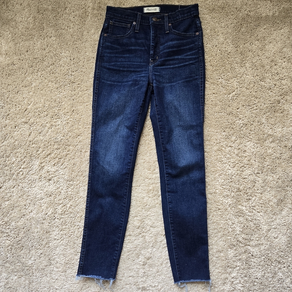 Madewell 10" high rise skinny jeans blue raw hem womens 26